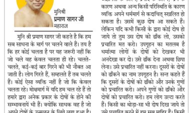 दिव्य विचार: हमें अपने नहीं दूसरों के दोष दिखते हैं- मुनिश्री प्रमाण सागर जी महाराज